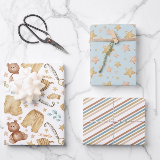 Boho Baby Duschwrapping Paper Geschenkpapier Set (Vorderseite)