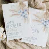 Boho Baby Duwer Einladung Blume Blue Neutral