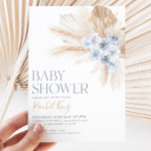 Boho Baby Duwer Einladung Blume Blue Neutral