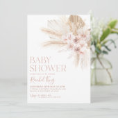 Boho Baby Duwer Einladung Blume rosa neutral (Stehend Vorderseite)
