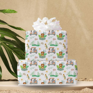 Boho-Baby-Elefant, Affe, Löwe Golf Baby Muster Geschenkpapier