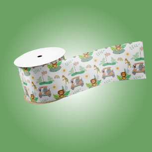 Boho-Baby-Elefant, Affe, Löwe Golf Baby Muster Satinband