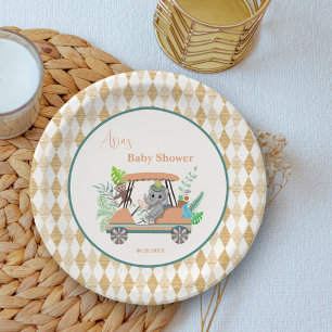 Boho-Baby-Elefant und Affe Golf-Baby-Party Pappteller