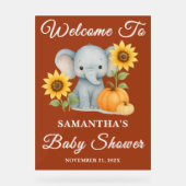 Boho Baby Elephant Fall Baby Dusche Willkommen Acrylschild (Vorderseite)
