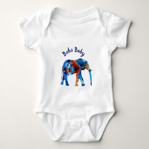 Boho Baby Elephant gefärbte Krawatte Strampler