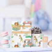 Boho Baby Elephant, Monkey, Lion Golf Baby Pattern Geschenkpapier