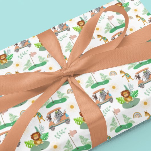 Boho Baby Elephant, Monkey, Lion Golf Baby Pattern Geschenkpapier