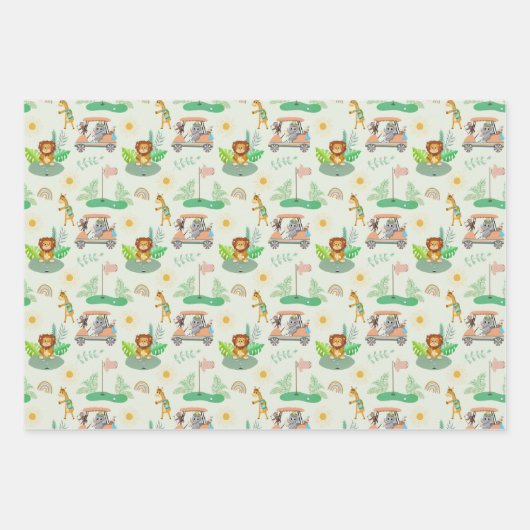 Boho Baby Elephant, Monkey, Lion Golf Baby Pattern Geschenkpapier Set (Vorderseite 2)