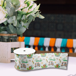 Boho Baby Elephant, Monkey, Lion Golf Baby Pattern Satinband