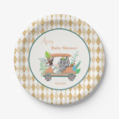Boho Baby Elephant und Monkey Golf Baby Dusche Pappteller (Vorderseite)