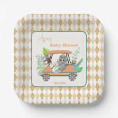 Boho Baby Elephant und Monkey Golf Baby Dusche Pappteller (Vorderseite)