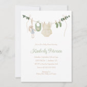 Boho Baby Girl Clothes Line Babydusche Einladung (Vorderseite)