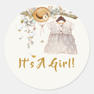 Boho Baby Girl Dress Outfit Runder Aufkleber