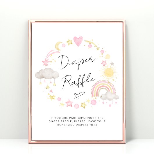 Boho Baby Girl Duschdieger Raffle Sign Poster