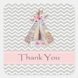 Boho Baby Girl Dusche Danke Stickers
