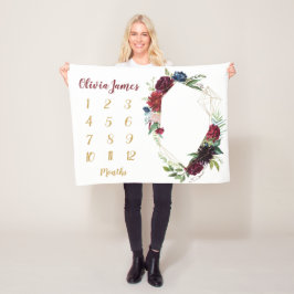 Boho Baby Girl Milestone Monthly Baby Blanket Fleecedecke