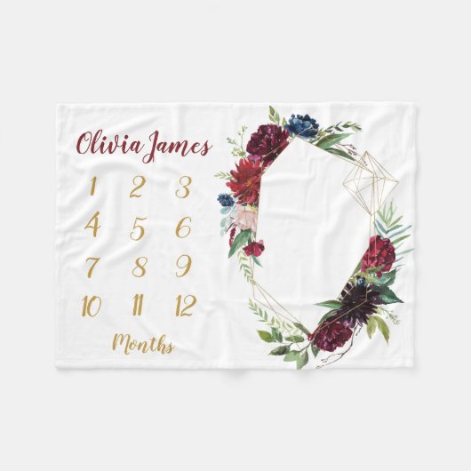 Boho Baby Girl Milestone Monthly Baby Blanket Fleecedecke (Vorderseite (Horizontal))