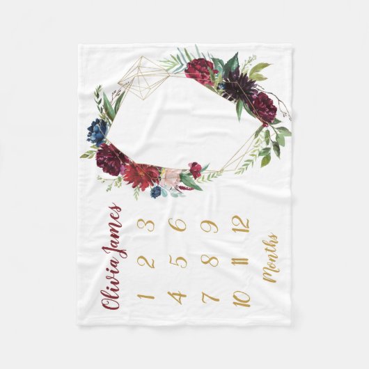 Boho Baby Girl Milestone Monthly Baby Blanket Fleecedecke (Vorderseite)