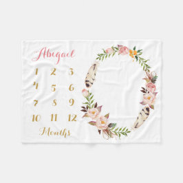 Boho Baby Girl Milestone Monthly Baby Blanket Fleecedecke