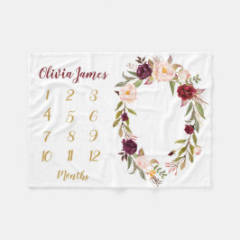 Boho Baby Girl Milestone Monthly Baby Blanket Fleecedecke