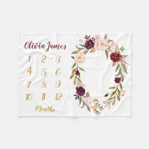 Boho Baby Girl Milestone Monthly Baby Blanket Fleecedecke