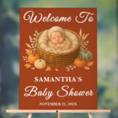 Boho Baby in Basket Fall Baby Dusche Willkommen Acrylschild (Neutral)