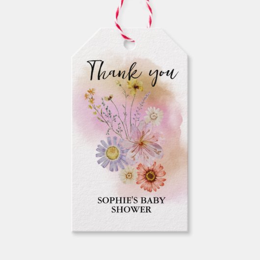 Boho Baby in Bloom Baby Dusche Geschenkanhänger (Vorderseite)