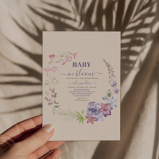 Boho Baby in Bloom Baby Girl Shower Einladung