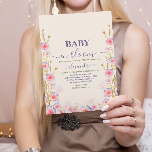 Boho Baby in Bloom Baby Girl Shower Einladung