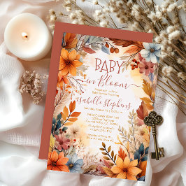 Boho Baby in Bloom Fall Floral Frame Baby Dusche Einladung