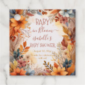 Boho Baby in Bloom Fall Floral Frame Baby Dusche Geschenkanhänger (Vorderseite)