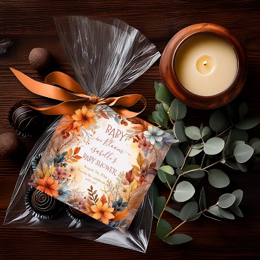 Boho Baby in Bloom Fall Floral Frame Baby Dusche Geschenkanhänger