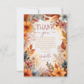 Boho Baby in Bloom Fall Floral Frame Baby Shower Dankeskarte (Vorderseite)