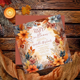 Boho Baby in Bloom Fall Floral Frame Baby Shower Einladung