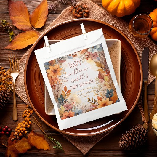 Boho Baby in Bloom Fall Floral Frame Baby Shower Geschenktütchen