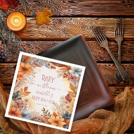 Boho Baby in Bloom Fall Floral Frame Baby Shower Serviette