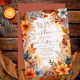 Boho-Baby-in-Bloom-Herbst-Blumenrahmen-Baby-Party Folieneinladung