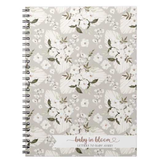 Boho Baby in Bloom Letters to Baby Journal Noteboo Notizblock (Vorderseite)