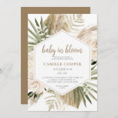 Boho Baby in Bloom Pampas Grass Einladung (Vorne/Hinten)