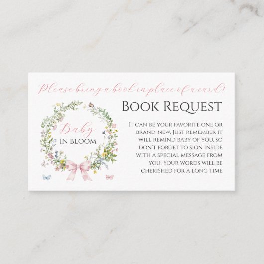 Boho Baby in Bloom Pink Bow Babydusche Anfrage Begleitkarte (Vorderseite)