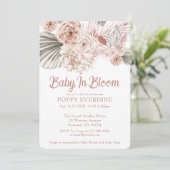 Boho Baby in Bloom Pink Girl Babydusche Einladung (Stehend Vorderseite)