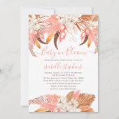 Boho Baby in Bloom Pink Pampas Grass Baby Dusche I Einladung (Vorderseite)