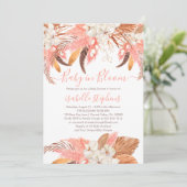 Boho Baby in Bloom Pink Pampas Grass Baby Dusche I Einladung (Stehend Vorderseite)