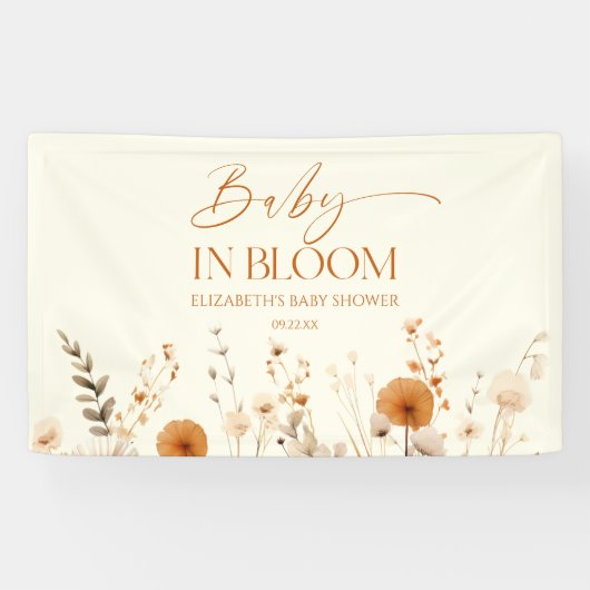 Boho Baby in Bloom Wildblume Babydusche Banner (Horizontal)