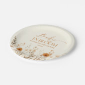 Boho Baby in Bloom Wildblume Babydusche Pappteller (Schrägansicht)