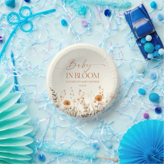 Boho Baby in Bloom Wildblume Babydusche Pappteller (Party)