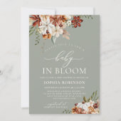 Boho Baby in Bloom Wildblume Green Baby Dusche Einladung (Vorderseite)