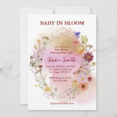 Boho Baby in blühender Wildblume Wasserfarbe Einladung (Vorderseite)