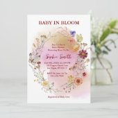 Boho Baby in blühender Wildblume Wasserfarbe Einladung (Stehend Vorderseite)