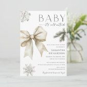 Boho Baby it's cold outside coquette bow shower Einladung (Stehend Vorderseite)
